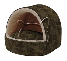 Къщичка от памучен плат и плюш Alveo F Medium mix color, Ferplast - тъмно зелено, 40х39х35 см.